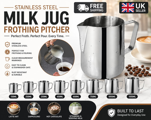Stainless steel milk jug - steel,